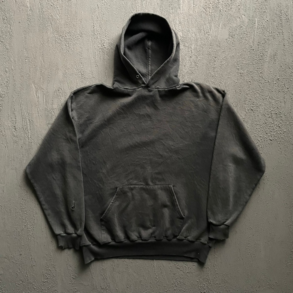 Vintage Faded Distressed Hoodie Men XL Black 90s Jerzees